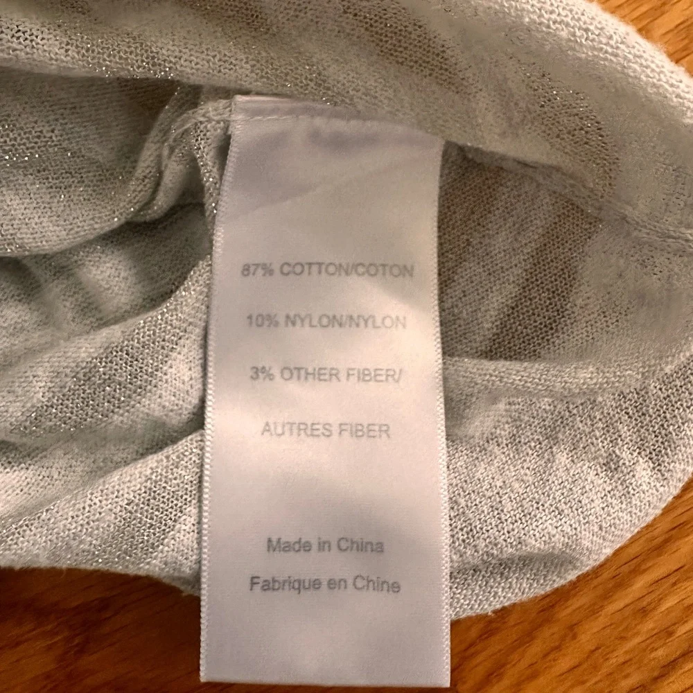 Tory Burch Grey and Silver Striped Long Sleeve (S)